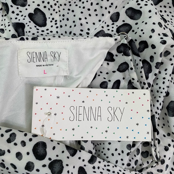 Sienna Sky Dress Black White Dot Dress Adjustable Spaghetti Strap Button Front L - Picture 4 of 12